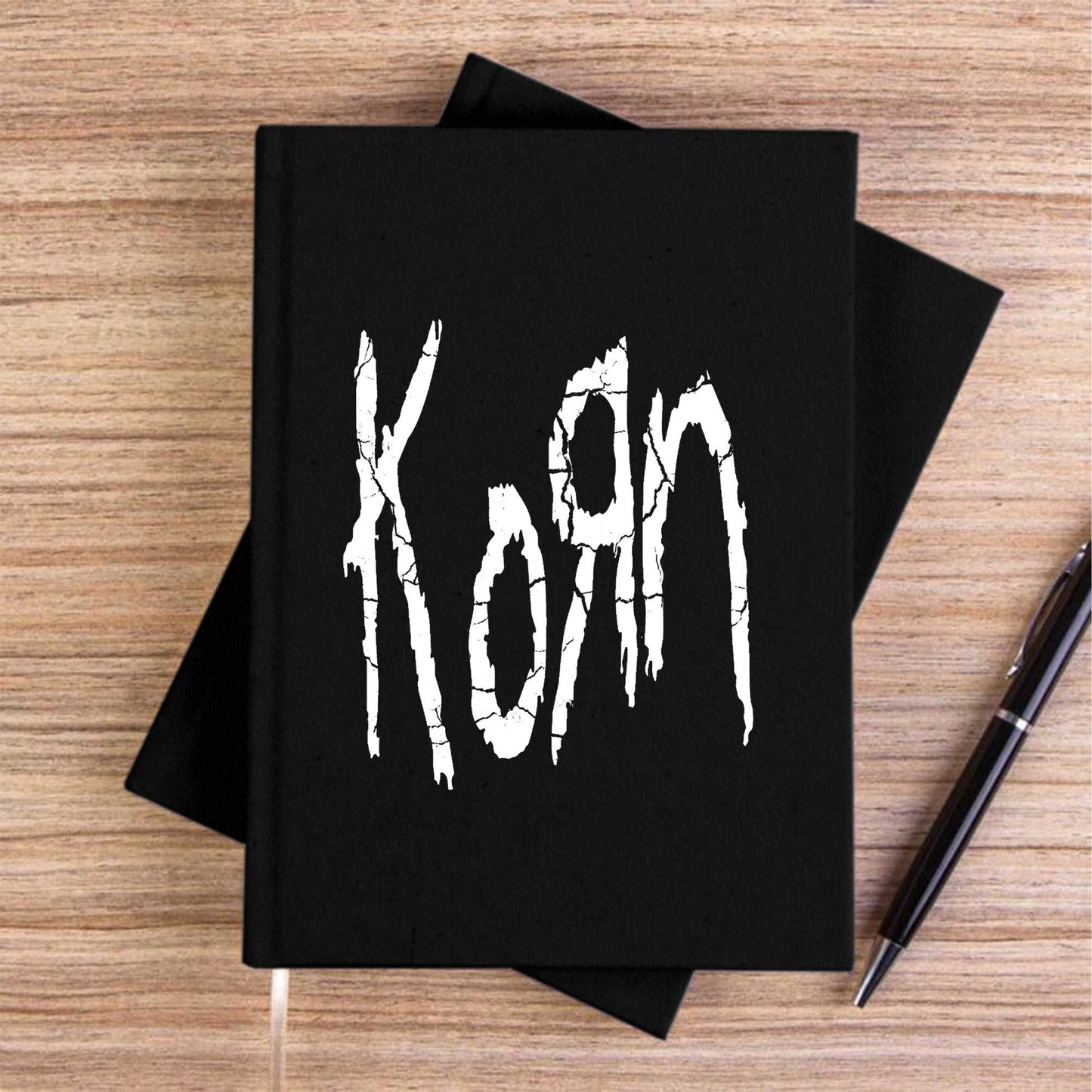 Korn Logo Siyah Çizgisiz Kanvas Defter