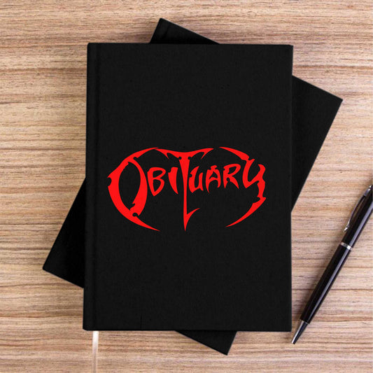 Obituary Logo Red Siyah Çizgisiz Kanvas Defter