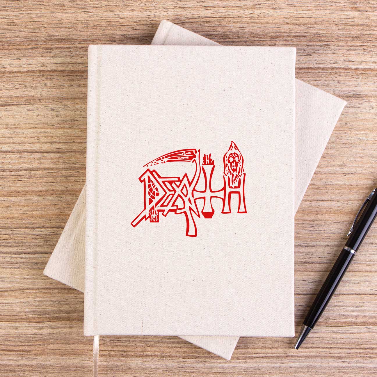 Death Logo Siyah Çizgisiz Kanvas Defter