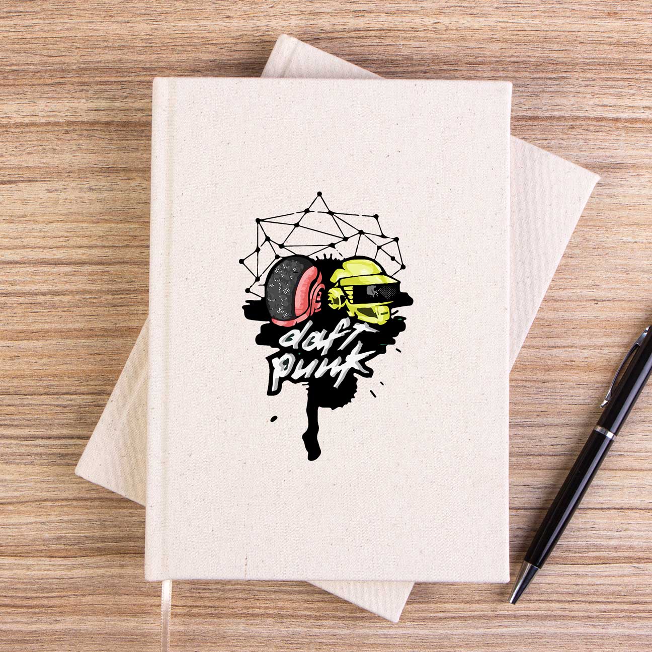 Daft Punk Cartoon Head Çizgisiz Kanvas Defter