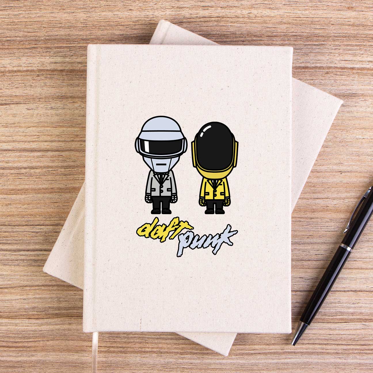 Daft Punk Cartoon Çizgisiz Kanvas Defter