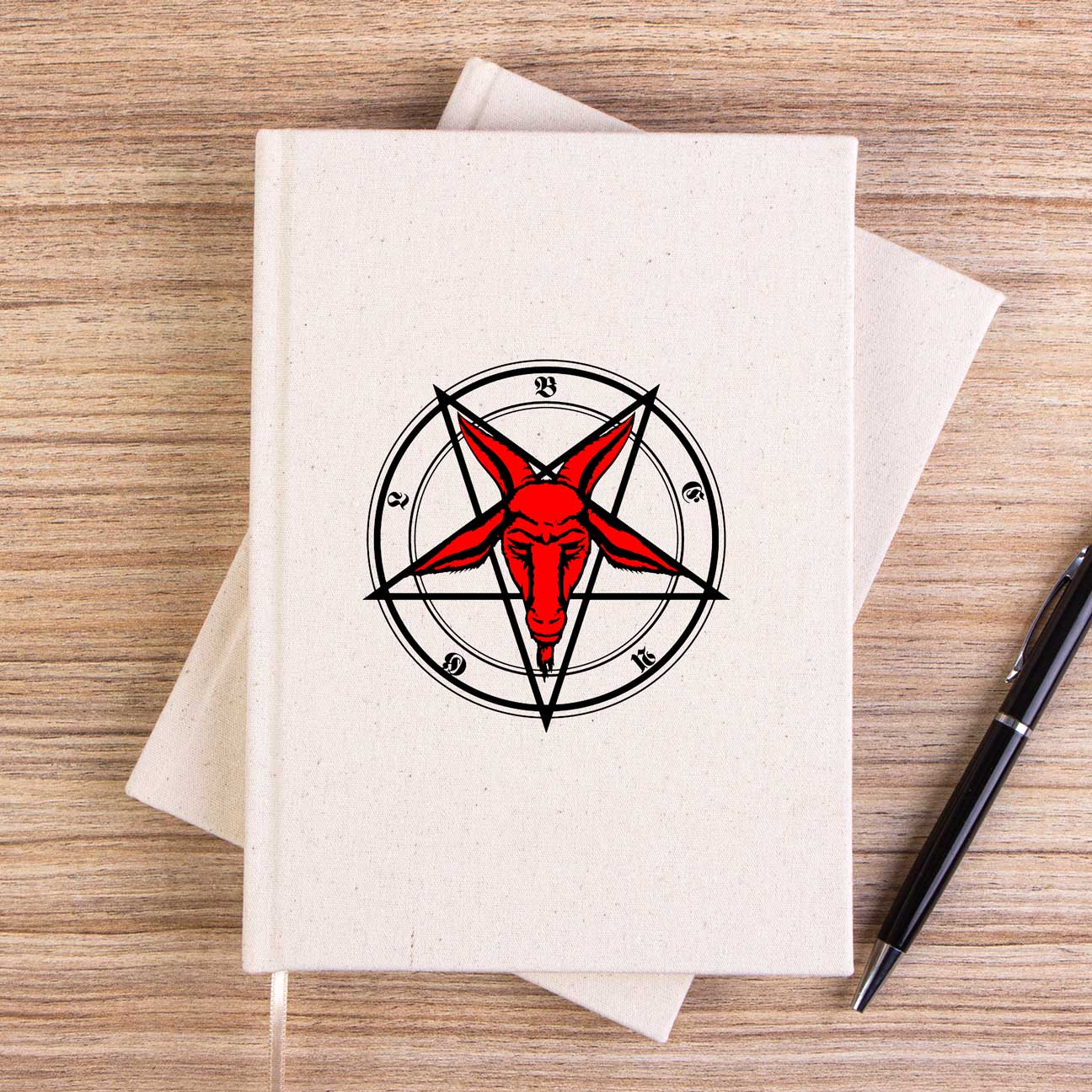 Pentagram Goat Head Çizgisiz Kanvas Defter