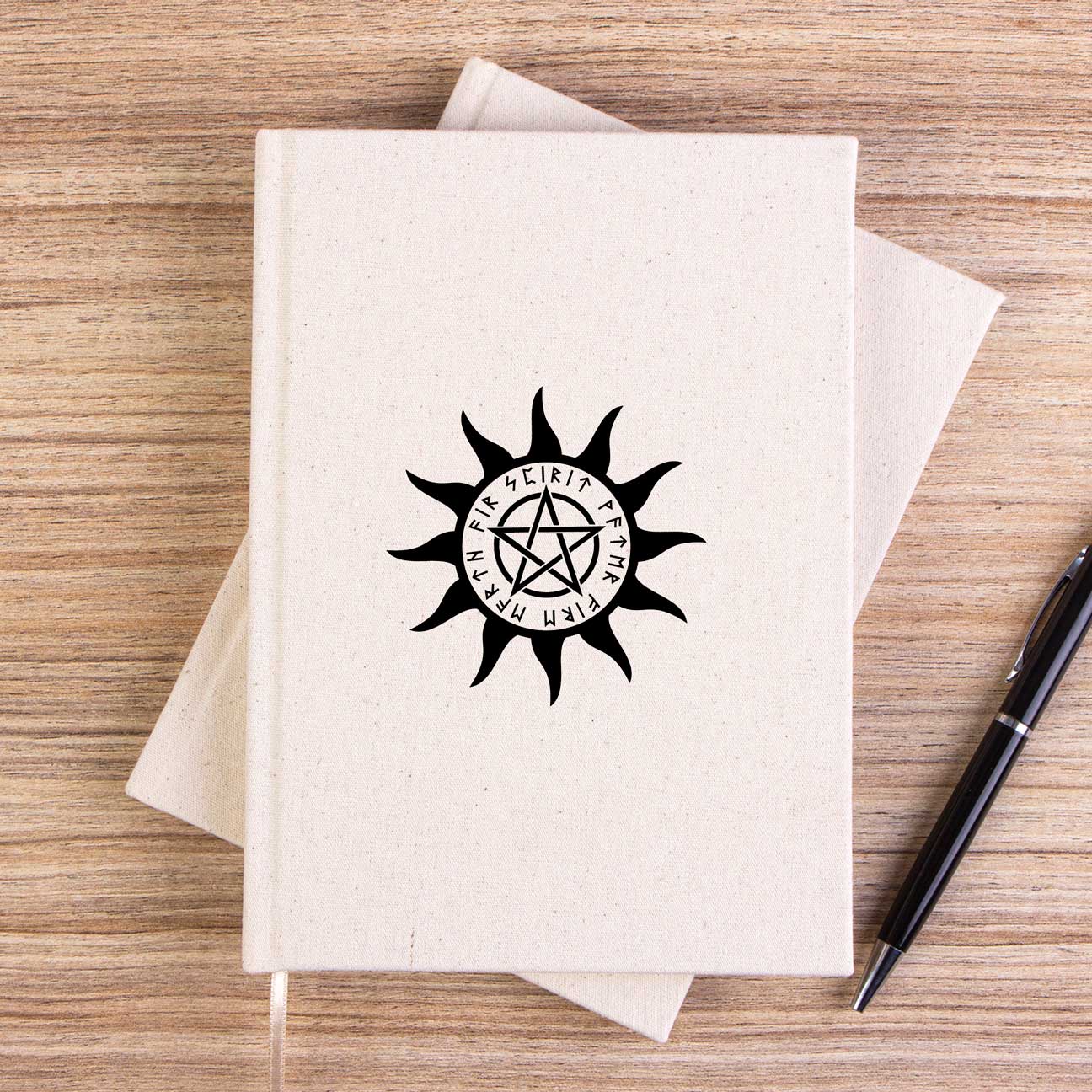 Pentagram Sun Star Çizgisiz Kanvas Defter