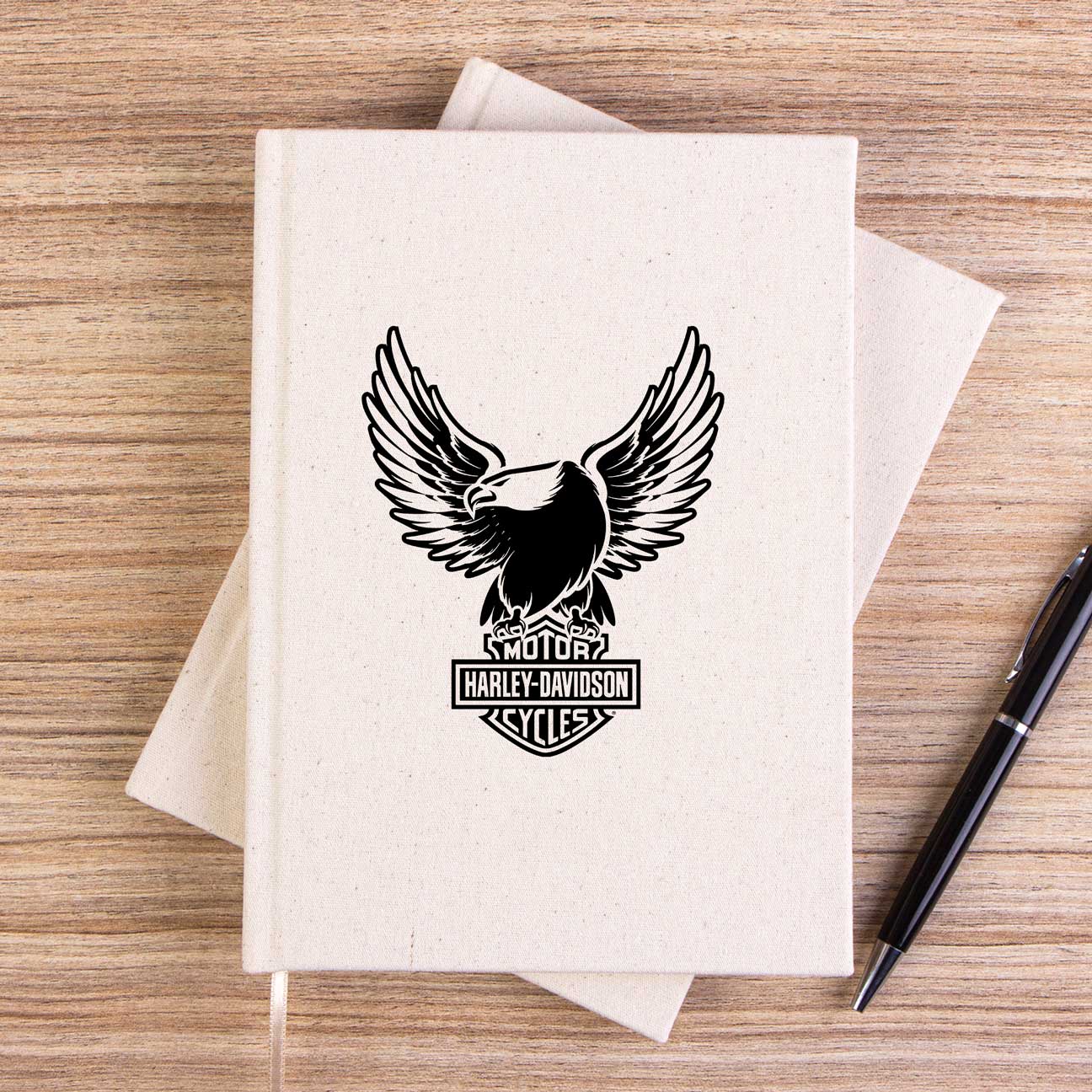 Harley Davidson Eagle Çizgisiz Kanvas Defter