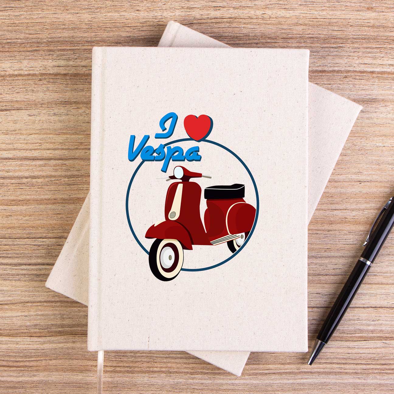 Vespa I Love Çizgisiz Kanvas Defter