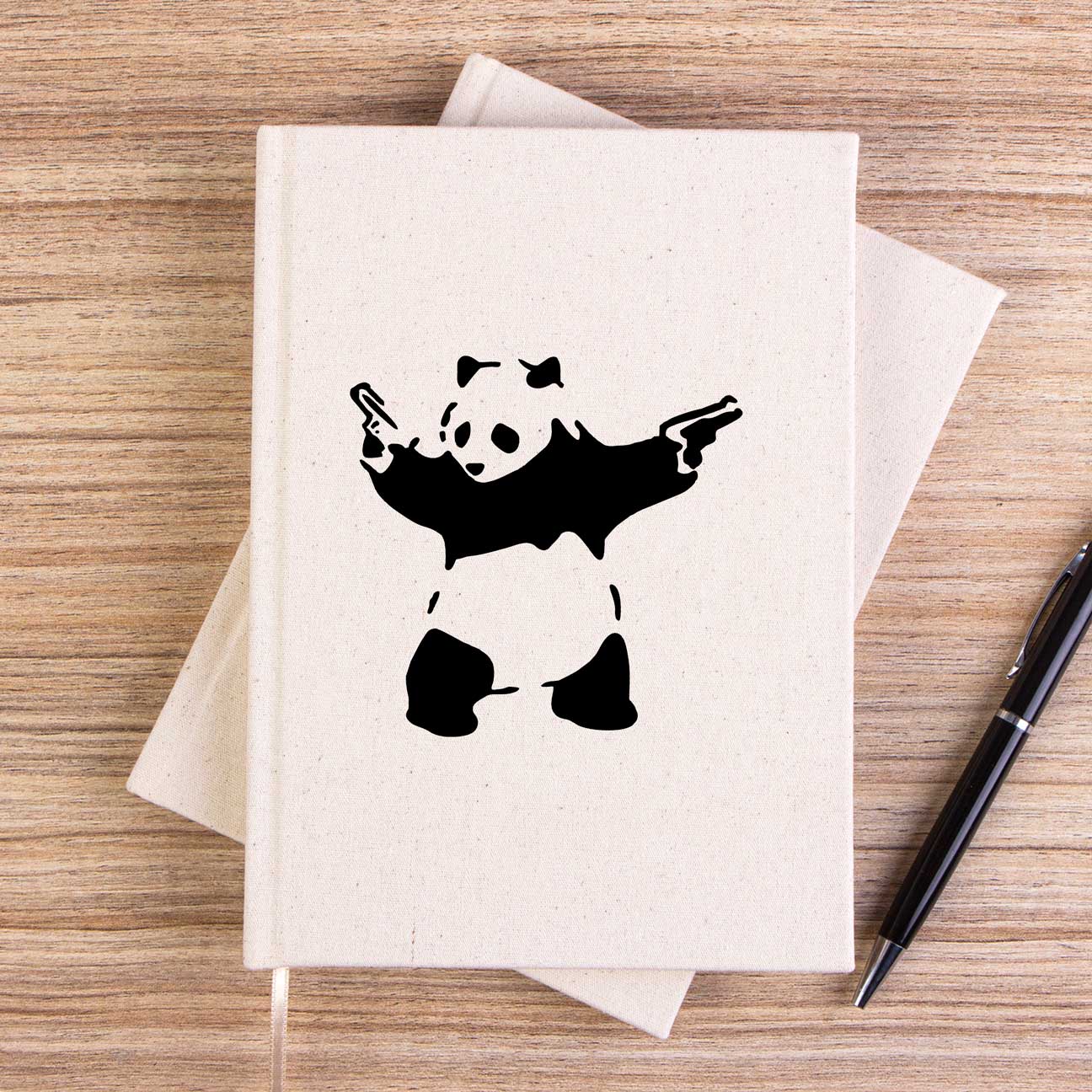 Panda Guns Çizgisiz Kanvas Defter