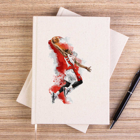 Basketbol Baller Red Silhouette Çizgisiz Kanvas Defter