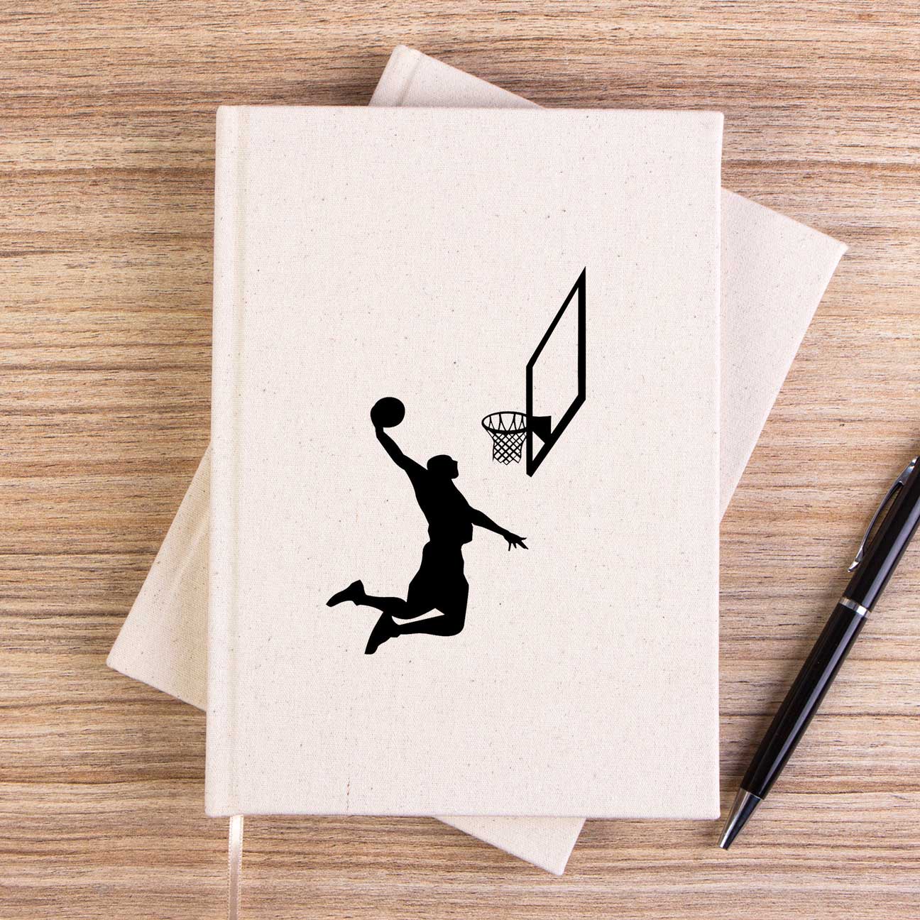 Basketball Smack Silhouette Çizgisiz Kanvas Defter