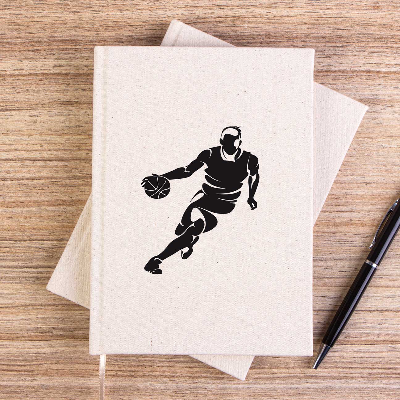 Basketball Hoop Siluet Çizgisiz Kanvas Defter