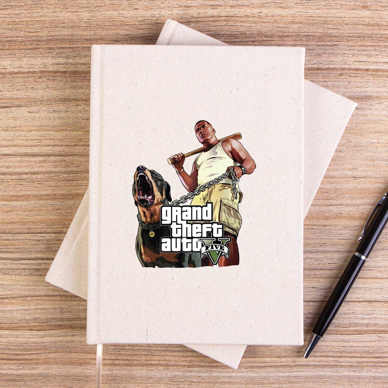 Grand Theft Auto Five Dog And Man Çizgisiz Kanvas Defter