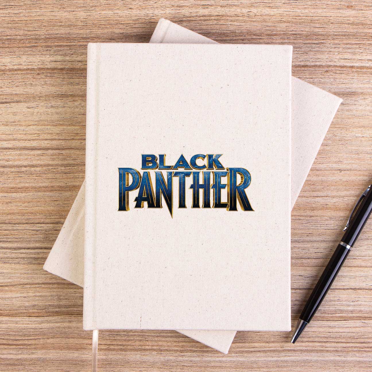 Black Panter Blue Text Çizgisiz Kanvas Defter