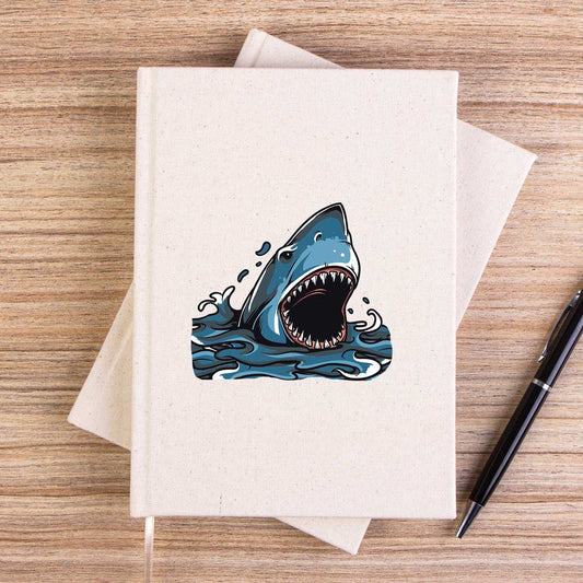 Shark Cartoon Çizgisiz Kanvas Defter