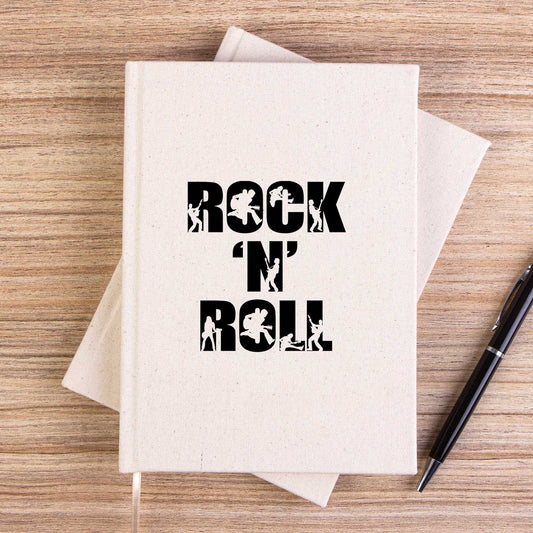 Black Rock 'N' Roll Text Çizgisiz Kanvas Defter