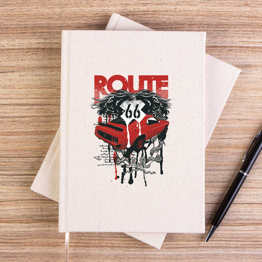 Red Route Car Çizgisiz Kanvas Defter