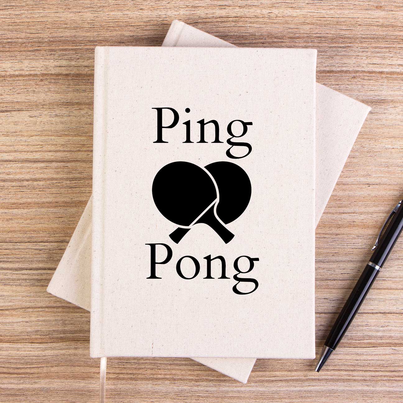 Ping Pong Racket Design Black Çizgisiz Kanvas Defter