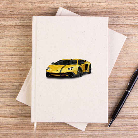 Lamborgini Aventador Yellow Çizgisiz Kanvas Defter