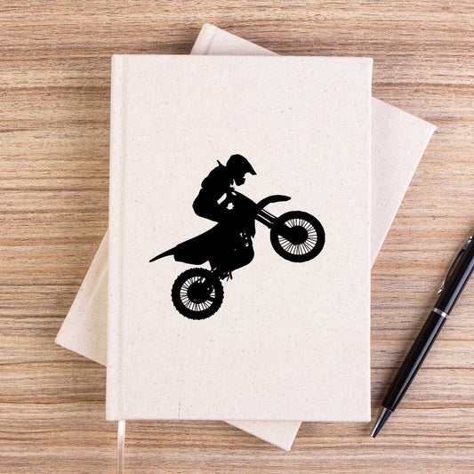 Motocross Motorcycle Siluet Çizgisiz Kanvas Defter