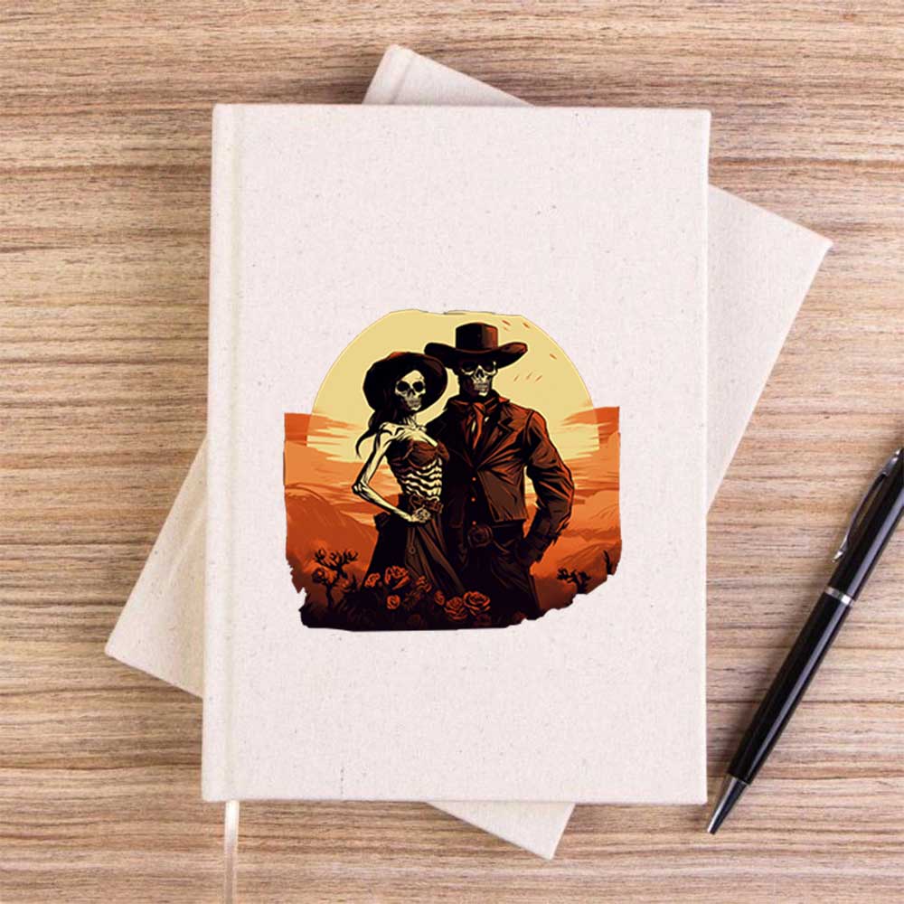 Skeleton Cowboy Lover Çizgisiz Kanvas Defter