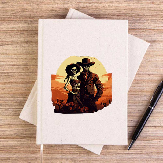 Skeleton Cowboy Lover Çizgisiz Kanvas Defter