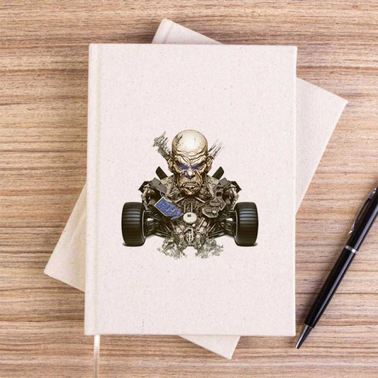 Skull Car Çizgisiz Kanvas Defter
