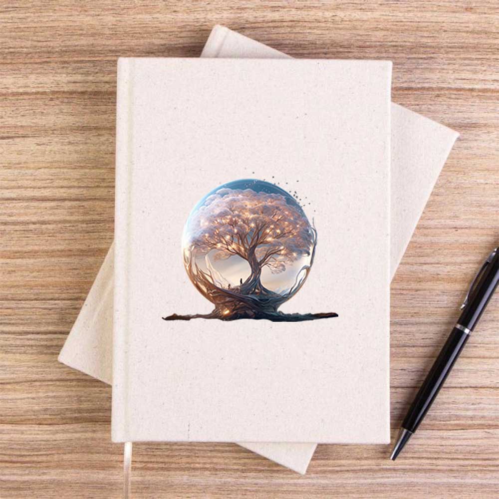 Tree Growing in Snow Gobe Çizgisiz Kanvas Defter