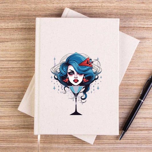 Woman in Martini Glas Çizgisiz Kanvas Defter