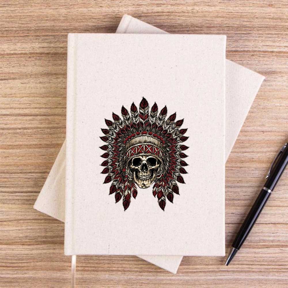 Kızıldereli Skull Apache Çizgisiz Kanvas Defter