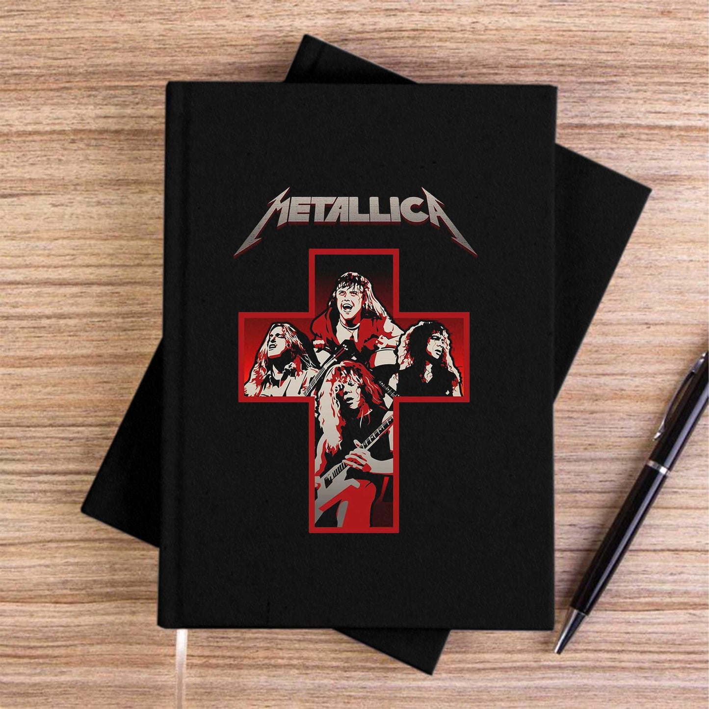 Metallica Silhouettes İnside The Cross Siyah Çizgisiz Kanvas Defter