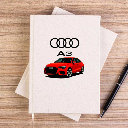 Audi A3 Text Logo Krem Çizgisiz Kanvas Defter