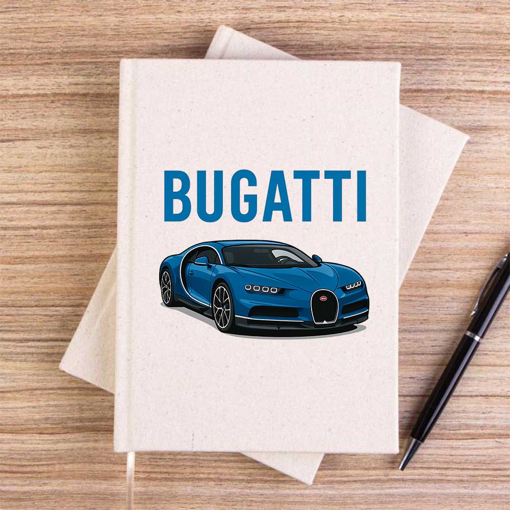 Bugatti Blue Sport Car Krem Çizgisiz Kanvas Defter