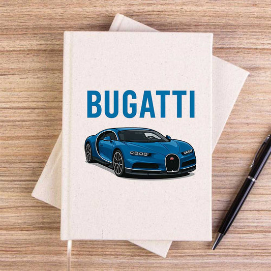 Bugatti Blue Sport Car Krem Çizgisiz Kanvas Defter