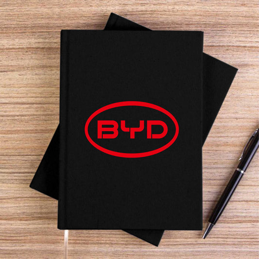 BYD Logo Siyah Çizgisiz Kanvas Defter