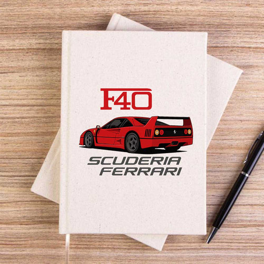 Ferrari F40 Krem Çizgisiz Kanvas Defter