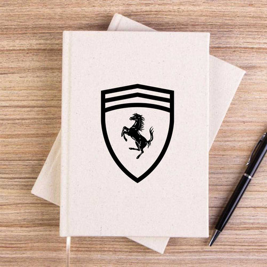 Ferrari Logo Horse Krem Çizgisiz Kanvas Defter