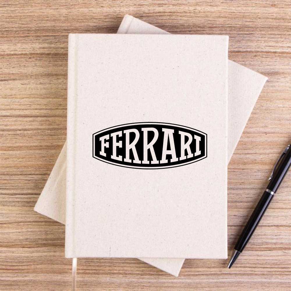 Ferrari Logo Text Krem Çizgisiz Kanvas Defter
