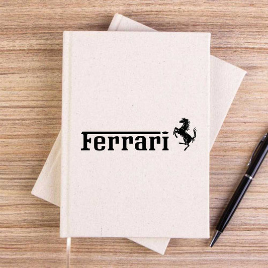 Ferrari TeXT Logo Krem Çizgisiz Kanvas Defter