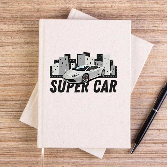 Süper Car Lamborghini Krem Çizgisiz Kanvas Defter