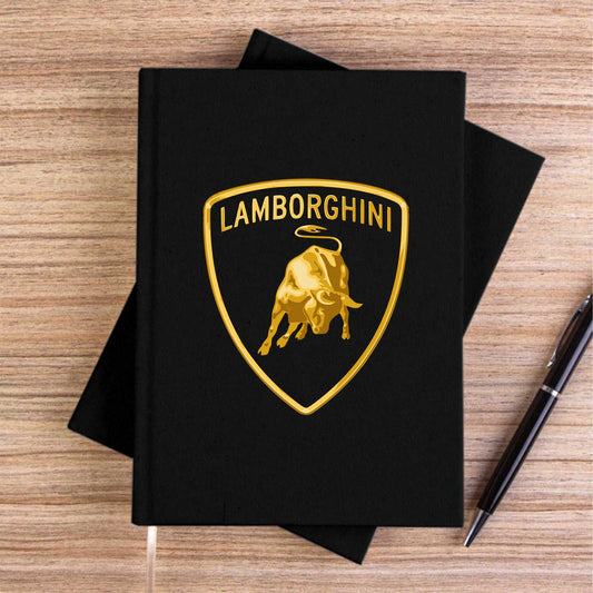 Lamborghini Gold Logo Siyah Çizgisiz Kanvas Defter