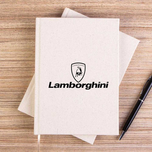 Lamborghini Logo Text Krem Çizgisiz Kanvas Defter