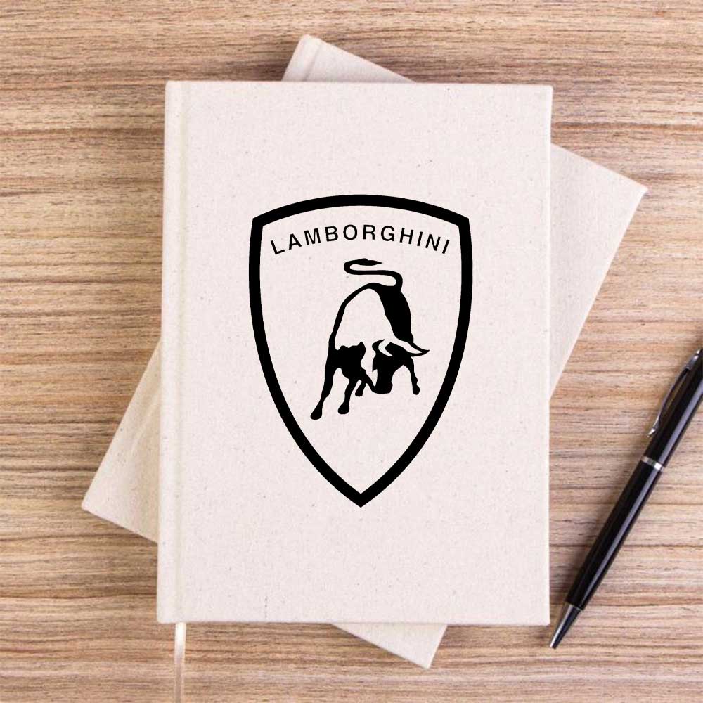 Lamborghini Logo Black Krem Çizgisiz Kanvas Defter