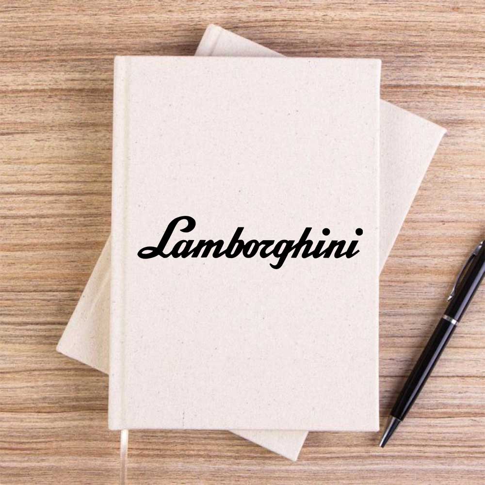 Lamborghini Text Black Krem Çizgisiz Kanvas Defter