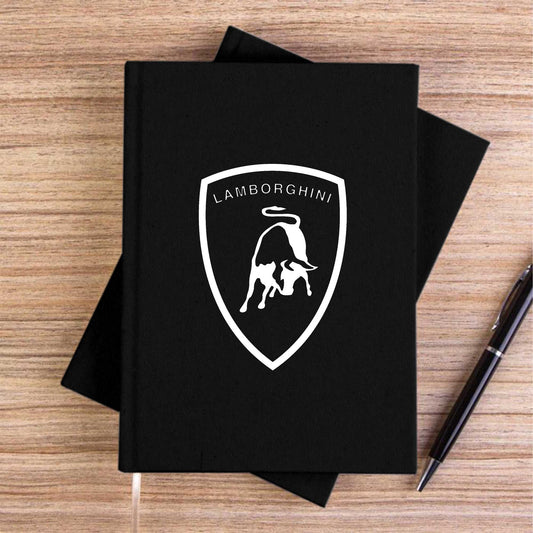 Lamborghini Logo White Siyah Çizgisiz Kanvas Defter