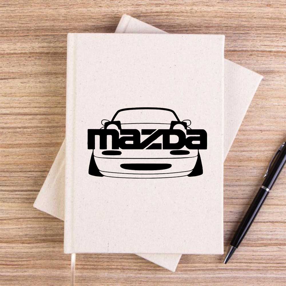 Mazda RX-7 Text Car Krem Çizgisiz Kanvas Defter