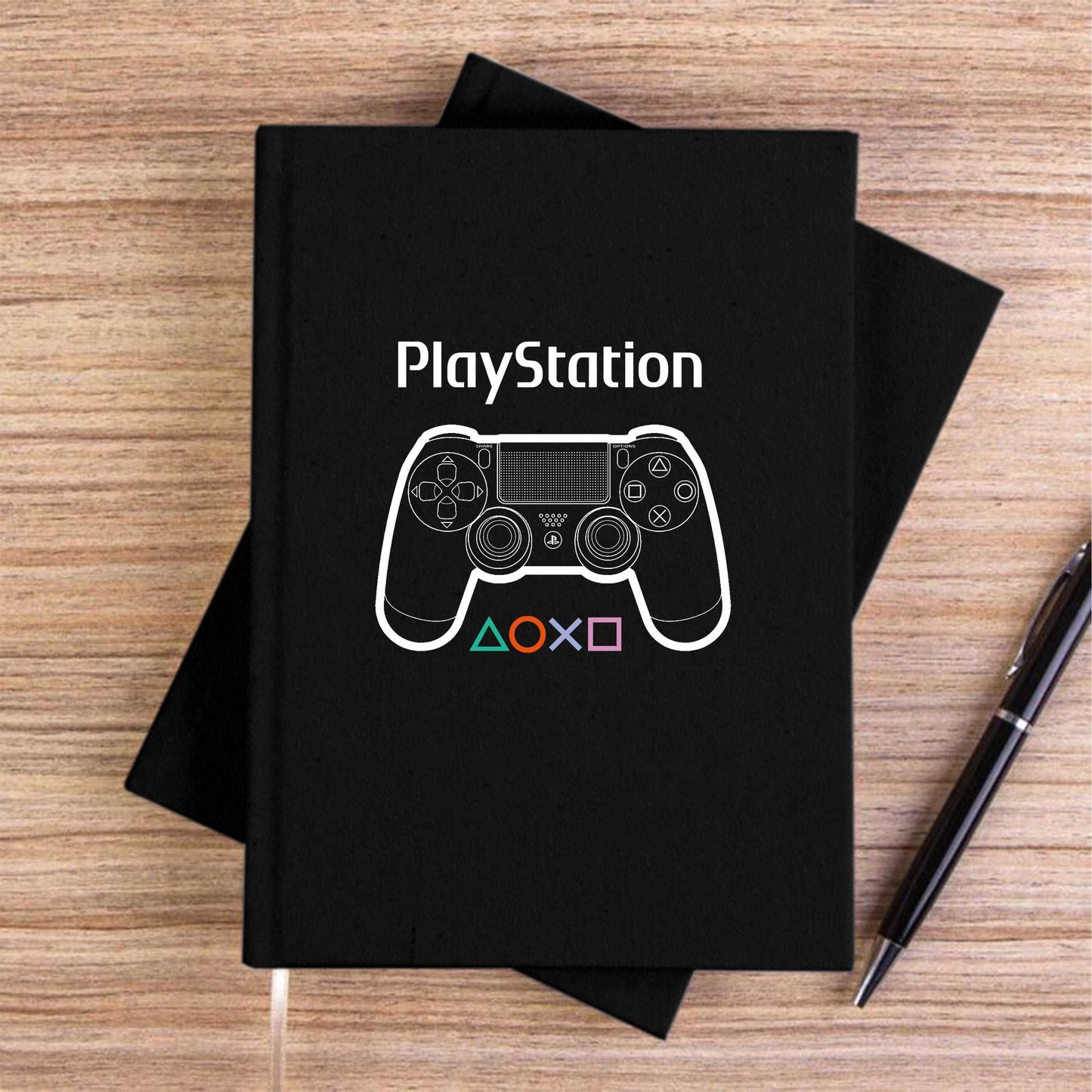 Playstation Gamepad Text Siyah Çizgisiz Kanvas Defter
