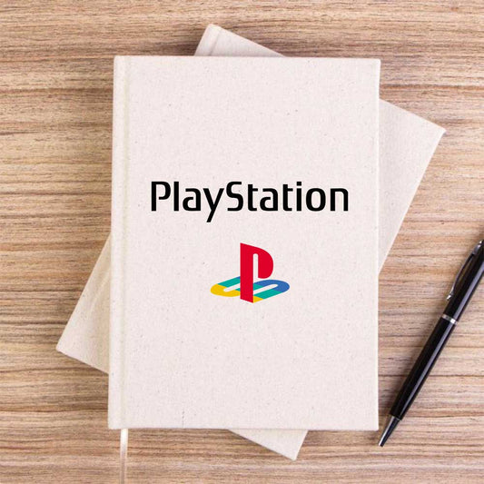 Playstation Logo Text Color Krem Çizgisiz Kanvas Defter