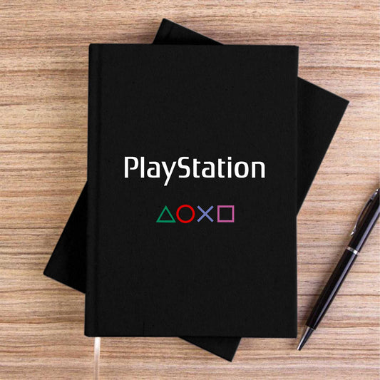 Playstation Text Consol Siyah Çizgisiz Kanvas Defter
