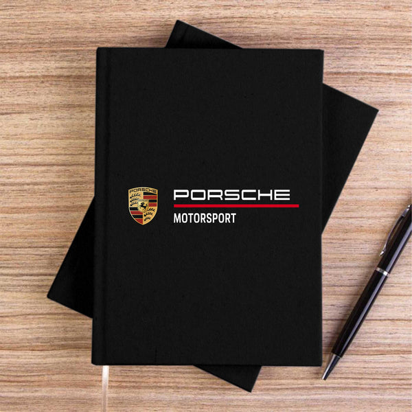 Porsche Logo Motorsport Siyah Çizgisiz Kanvas Defter