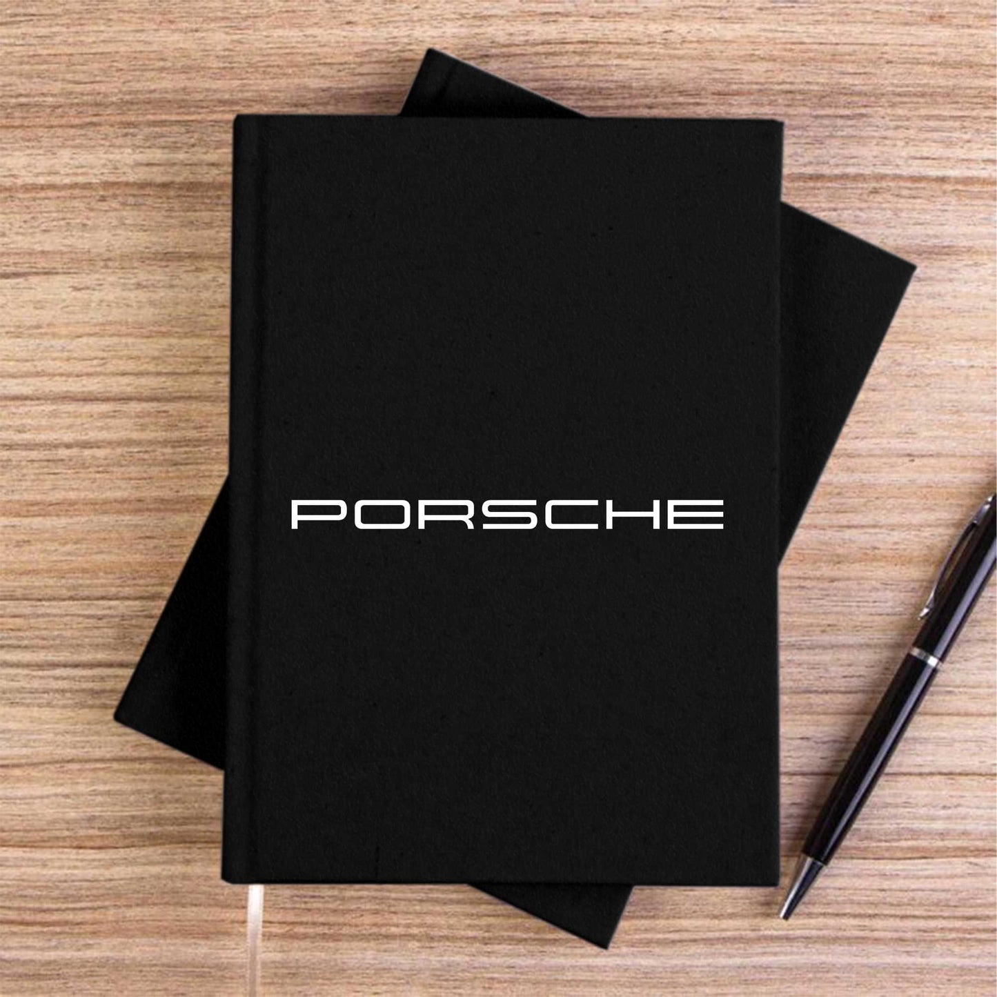 Porsche Text Siyah Çizgisiz Kanvas Defter