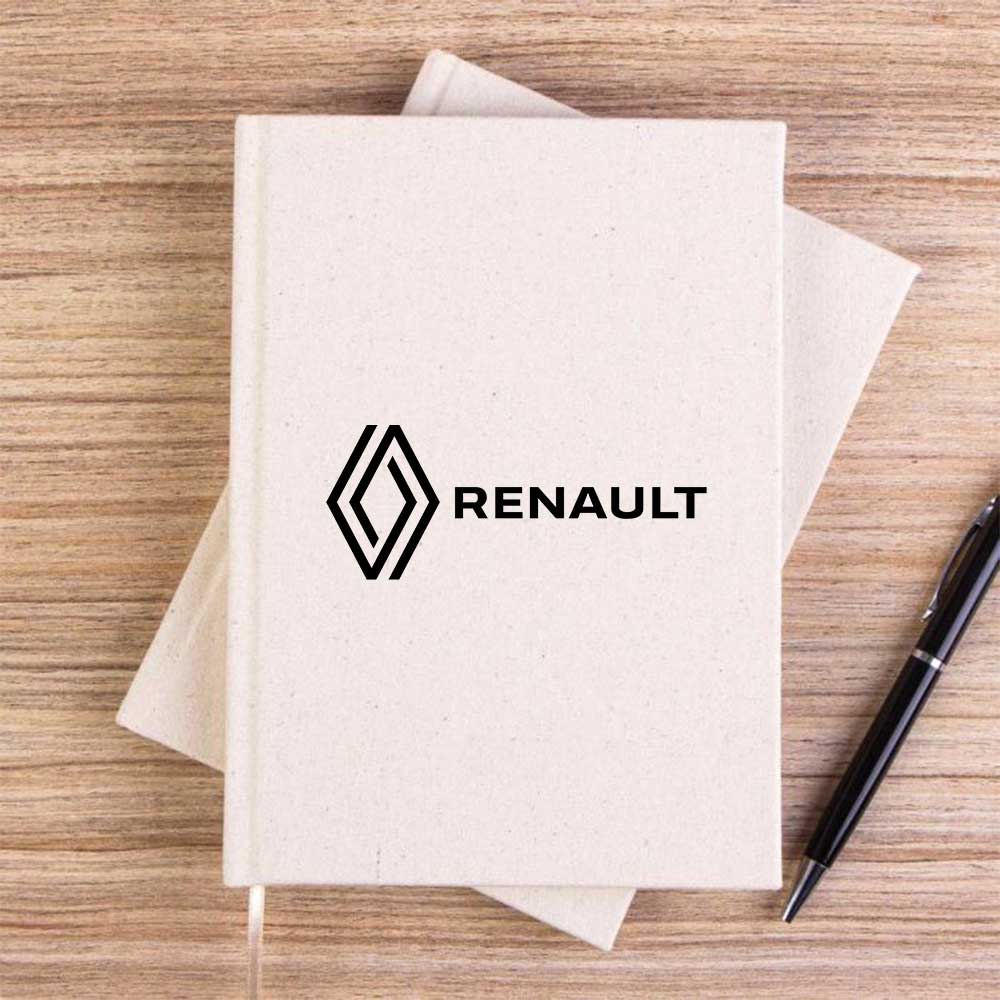 Renault Text Logo Krem Çizgisiz Kanvas Defter