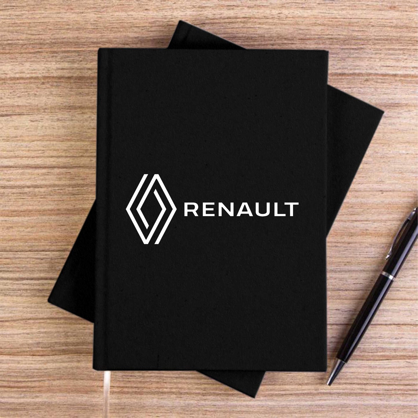 Renault New Logo Text Siyah Çizgisiz Kanvas Defter